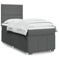  Box Spring Bed with Mattress Dark Grey King Single Fabric