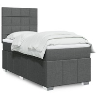  Box Spring Bed with Mattress Dark Grey King Single Fabric