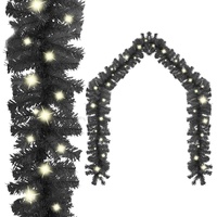  Christmas Garland with LED Lights 20 m Black