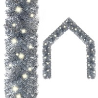 Christmas Garland with LED Lights 5 m Silver