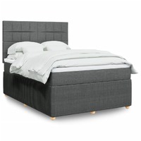  Box Spring Bed with Mattress Dark Grey Double Fabric