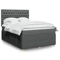  Box Spring Bed with Mattress Dark Grey Queen Fabric