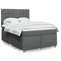  Box Spring Bed with Mattress Dark Grey Double Fabric