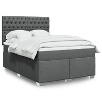  Box Spring Bed with Mattress Dark Grey Queen Fabric