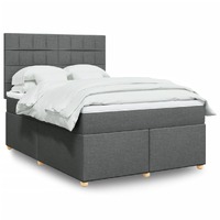  Box Spring Bed with Mattress Dark Grey Double Fabric