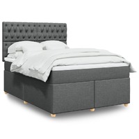  Box Spring Bed with Mattress Dark Grey Queen Fabric