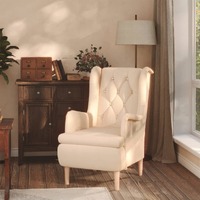  Armchair with Solid Rubber Wood Feet Cream Fabric