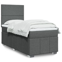  Box Spring Bed with Mattress Dark Grey King Single Fabric