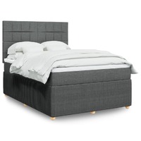  Box Spring Bed with Mattress Dark Grey Double Fabric