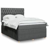  Box Spring Bed with Mattress Dark Grey Queen Fabric