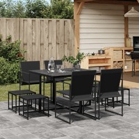  9 Piece Garden Dining Set Black Textilene