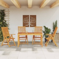  5 Piece Garden Dining Set Solid Wood Acacia