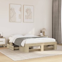  Bed Frame without Mattress Sonoma Oak 135x190 cm Engineered Wood