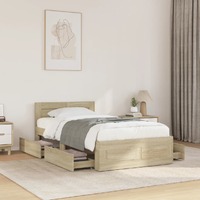  Bed Frame with Headboard without Mattress Sonoma Oak 90x190 cm