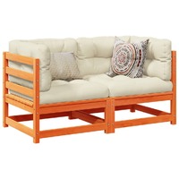  2 Piece Garden Sofa Set with Cushions Wax Brown Solid Wood Pine