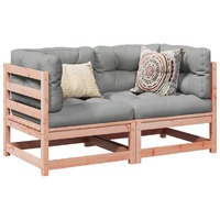  2 Piece Garden Sofa Set with Cushions Solid Wood Douglas Fir
