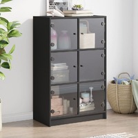  Highboard with Doors Black 68x37x109 cm Engineered Wood