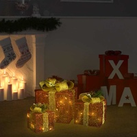  Decorative Christmas Gift Boxes 3 pcs Red Outdoor Indoor