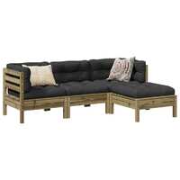  4 Piece Garden Sofa Set with Cushions Impregnated Wood Pine