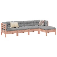  5 Piece Garden Sofa Set with Cushions Solid Wood Douglas Fir