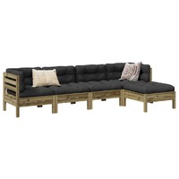  5 Piece Garden Sofa Set with Cushions Impregnated Wood Pine