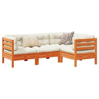  4 Piece Garden Sofa Set with Cushions Wax Brown Solid Wood Pine