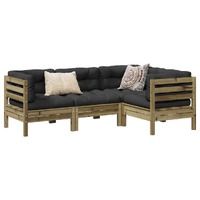  4 Piece Garden Sofa Set with Cushions Impregnated Wood Pine
