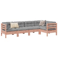  5 Piece Garden Sofa Set with Cushions Solid Wood Douglas Fir
