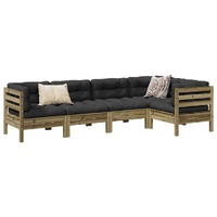  5 Piece Garden Sofa Set with Cushions Impregnated Wood Pine