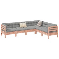  6 Piece Garden Sofa Set with Cushions Solid Wood Douglas Fir