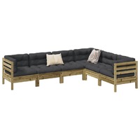 6 Piece Garden Sofa Set with Cushions Impregnated Wood Pine