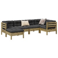  6 Piece Garden Sofa Set with Cushions Impregnated Wood Pine