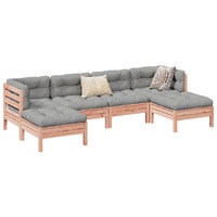  6 Piece Garden Sofa Set with Cushions Solid Wood Douglas Fir