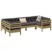  6 Piece Garden Sofa Set with Cushions Impregnated Wood Pine