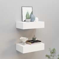  Wall-mounted Drawer Shelves 2 pcs White 40x23.5x10 cm MDF