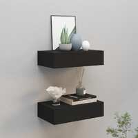  Wall-mounted Drawer Shelves 2 pcs Black 40x23.5x10cm MDF