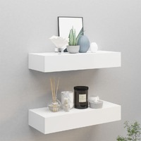  Wall-mounted Drawer Shelves 2 pcs White 60x23.5x10cm MDF