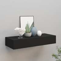  Wall-mounted Drawer Shelf Black 60x23.5x10cm MDF