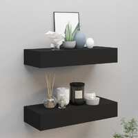  Wall-mounted Drawer Shelves 2 pcs Black 60x23.5x10cm MDF