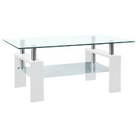 Coffee Table White and Transparent 95x55x40 cm Tempered Glass