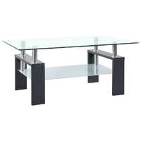  Coffee Table Grey and Transparent 95x55x40 cm Tempered Glass