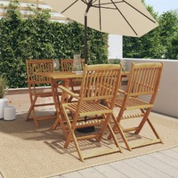 5 Piece Garden Dining Set Solid Wood Eucalyptus
