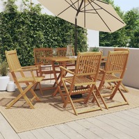 7 Piece Garden Dining Set Solid Wood Eucalyptus