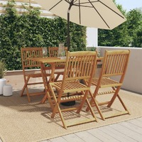  5 Piece Garden Dining Set Solid Wood Eucalyptus