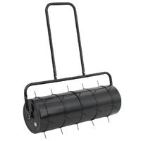  Garden Lawn Roller with Aerator Clamps Black 63 L Iron and Steel
