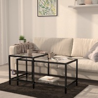  Tea Tables 2 pcs Tempered Glass Transparent