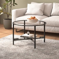  Tea Table Black and Transparent 70 cm Tempered Glass