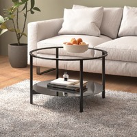  Tea Table Black and Transparent 70 cm Tempered Glass