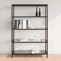  Shelf Black Marble and Transparent 100x36x168 cm Tempered Glass