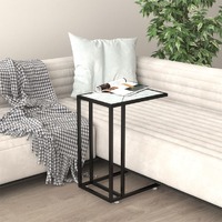  Computer Side Table White Marble 50x35x65 cm Tempered Glass
